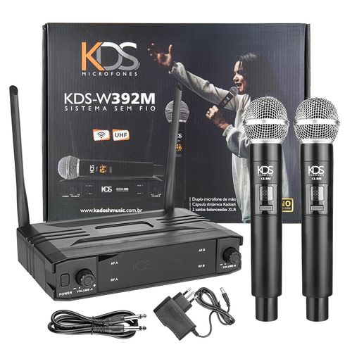 MICROFONE SEM FIO DE MAO DUPLO UHF K392M KADOSH