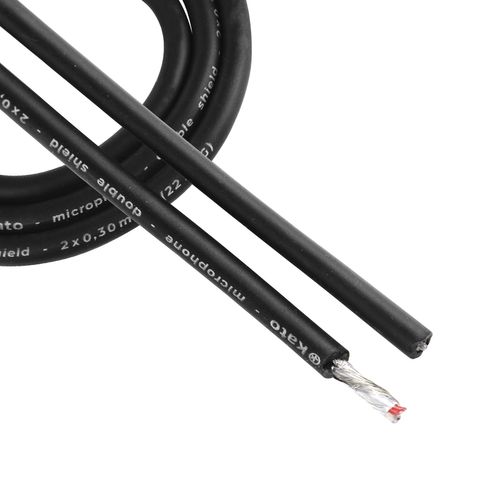 CABO DE MICROFONE STEREO BALANCEADO DOUBLE SHIELD 2X0,30MM METRO PRETO KATO