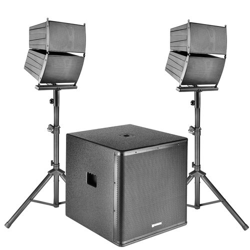 KIT CAIXA DE SOM ATIVA 1 SUBWOOFER 18 POLEGADAS + 4 VIAS ALTAS BIVOLT ROAD 618 SONOROS