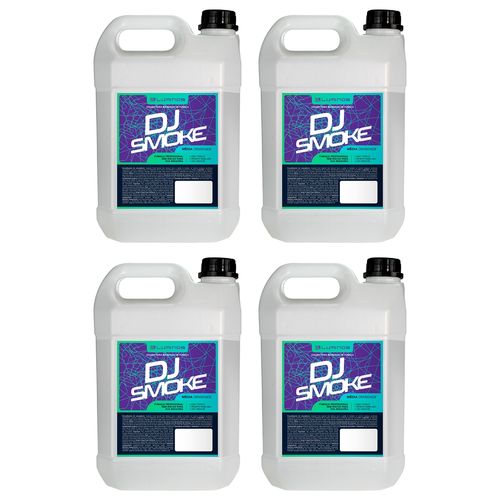 KIT 4 LIQUIDOS PARA MAQUINA DE FUMAÇA 5 LITROS DJ SMOKE NEUTRO LUMINOS