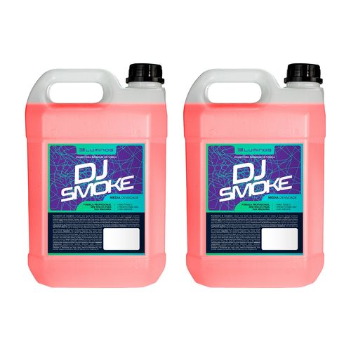 KIT 2 LIQUIDOS PARA MAQUINA DE FUMAÇA 5 LITROS DJ SMOKE MORANGO LUMINOS