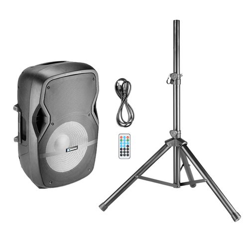 CAIXA DE SOM ATIVA 15 POLEGADAS 800W COM BLUETOOTH BATERIA LUZ TRIPE ONE PLAY MOB 15 SONOROS