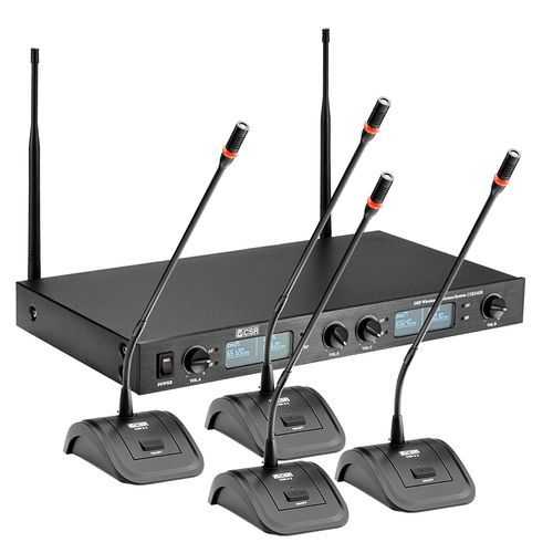 4 MICROFONES GOOSENECK SEM FIO UHF COM BASE E RECEPTOR 840B CSR PROFISSIONAL