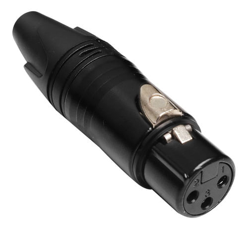 CONECTOR XLR CANON FEMEA 3 PINOS PRETO TIPO NEUTRIK LU-71225BK LUMINOS