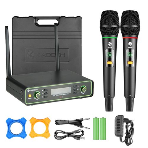 MICROFONE SEM FIO DE MAO DUPLO UHF K-422M RECARREGAVEL KADOSH