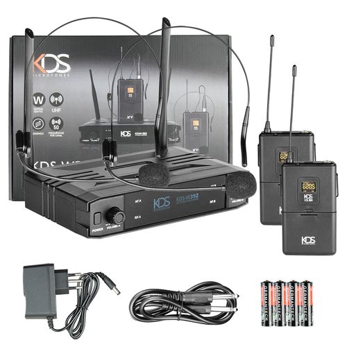 MICROFONE SEM FIO DUPLO HEADSET UHF K-392H KADOSH