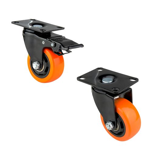 KIT 1 RODA PARA CASE COM FREIO LRCF-3 COM 1 RODA SEM FREIO LRSF-3 LUMINOS