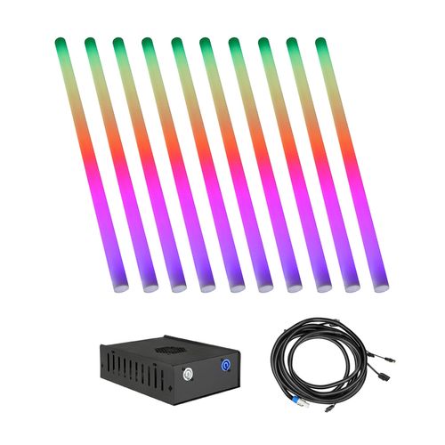 KIT 10 TUBO DE LED PIXEL 41MM RGB 1,5 METROS LTP-150 LUMINOS COM CABO E CONTROLADORA 50A