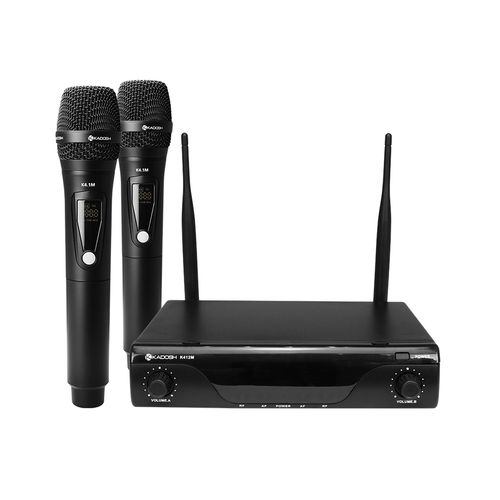 MICROFONE SEM FIO DE MAO DUPLO RECARREGAVEL KDSW 412M KADOSH