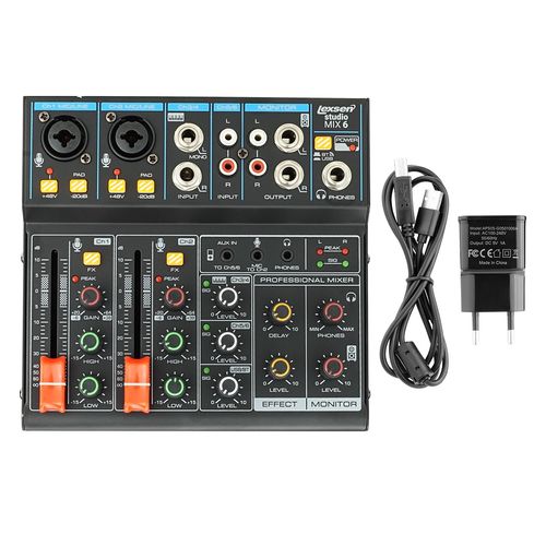 MESA DE SOM 6 CANAIS COM EFETIO USB BLUETOOTH BIVOLT STUDIO MIX 6 LEXSEN