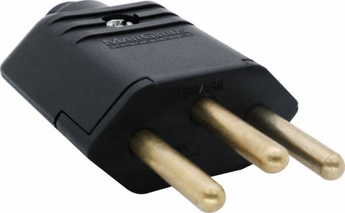 PINO CONECTOR MACHO PARA EXTENSAO 10A 2P + T PRETO 12686 MARGIRIUS