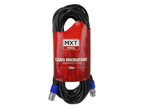 CABO MICROFONE CANNON XLR MACHO X CANNON XLR FEMEA OD 10 METROS PRETO 8155 MXT