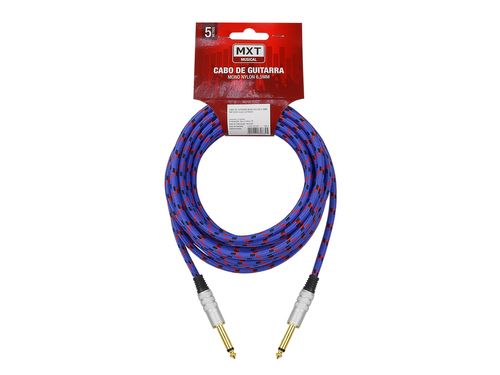 CABO INSTRUMENTO MONO P10 MACHO X P10 MACHO NYLON 6,5MM 5 METROS DOURADO LILAS 8161 MXT