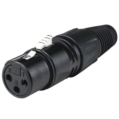 CONECTOR XLR CANON FEMEA 3 PINOS PRETO LU-71215BK LUMINOS