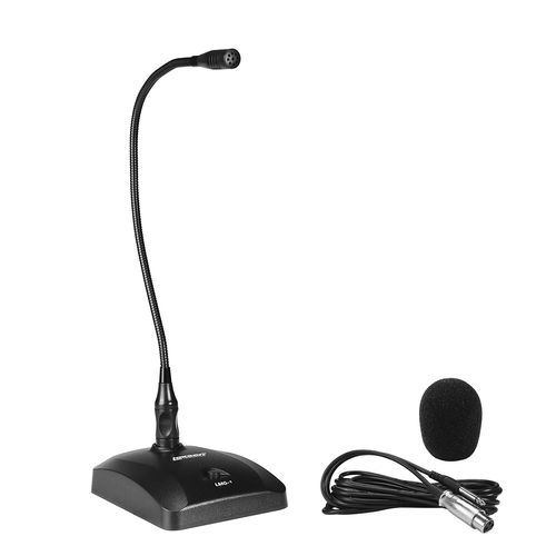 MICROFONE DE MESA COM FIO GOOSENECK 46CM HASTE FLEXIVEL COM PHANTON LMG-1 LEXSEN