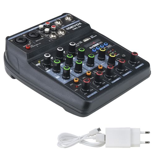 MESA DE SOM 4 CANAIS USB BLUETOOTH INTERFACE DMX-04 DEVOX