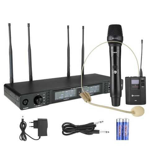 MICROFONE SEM FIO DUPLO MAO HEADSET UHF COM DISPLAY K 622C KADOSH