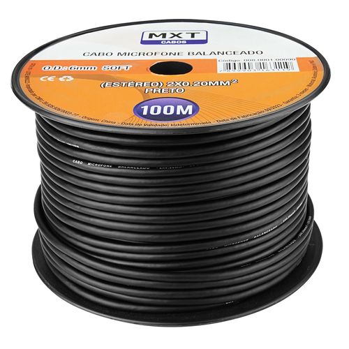 CABO DE MICROFONE STEREO BALANCEADO ROLO 100M  2X0,20MM 8190 MXT