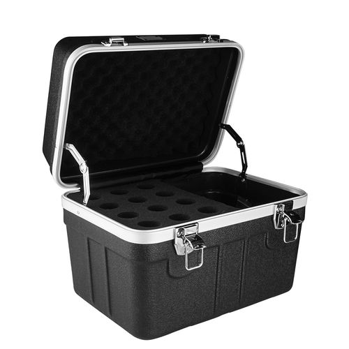 CASE PARA 12 MICROFONES TIPO MALETA COM PORTA CABO PLASTICO ABS CMA 12 MIC K-AUDIO