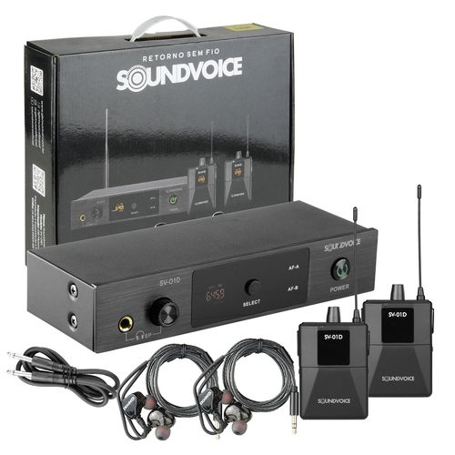 Sistema de Monitor Sem Fio Duplo In-Ear SV-01D Soundvoice