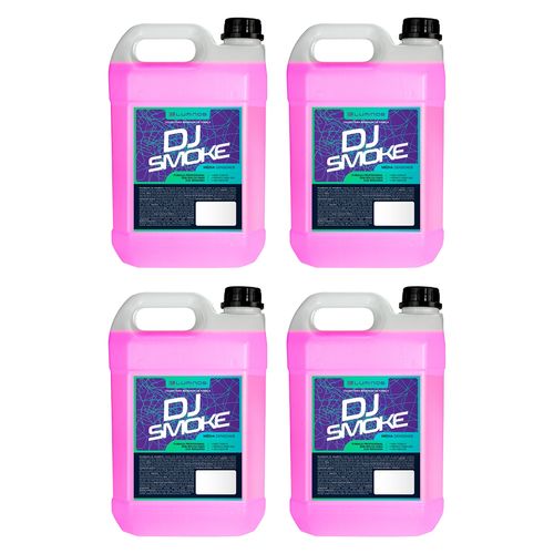 KIT 4 LIQUIDOS PARA MAQUINA DE FUMAÇA 5 LITROS DJ SMOKE TUTTI-FRUTTI LUMINOS