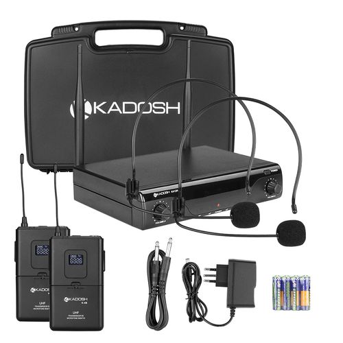 MICROFONE SEM FIO DUPLO HEADSET UHF 412H KADOSH