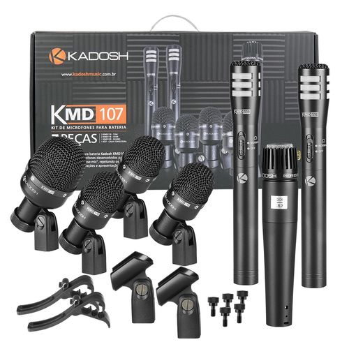 KIT 7 MICROFONES DE FIO PARA BATERIA KMD-107 KADOSH