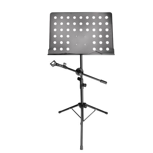 SUPORTE PARA PARTITURA PROFISSIONAL PERFURADA COM SUPORTE PARA MICROFONE SPM-02 SONOROS