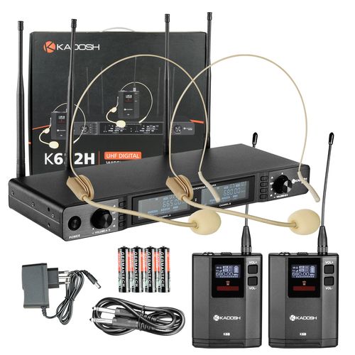 MICROFONE SEM FIO DUPLO HEADSET UHF K-622H KADOSH