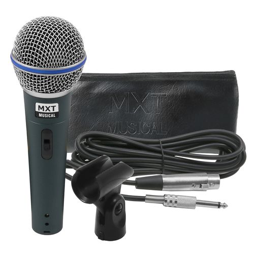 MICROFONE DE MAO COM FIO DINAMICO METAL COM CACHIMBO BAG CABO BTM 58A MXT