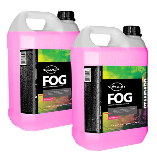KIT 2 LIQUIDO PARA MAQUINA DE FUMAÇA 5 LITROS FOG LINHA STANDARD TUTTI-FRUTTI NEVOA