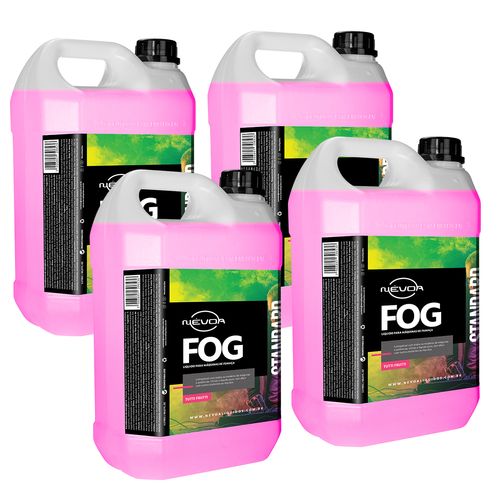KIT 4 LIQUIDO PARA MAQUINA DE FUMAÇA 5 LITROS FOG LINHA STANDARD TUTTI-FRUTTI NEVOA