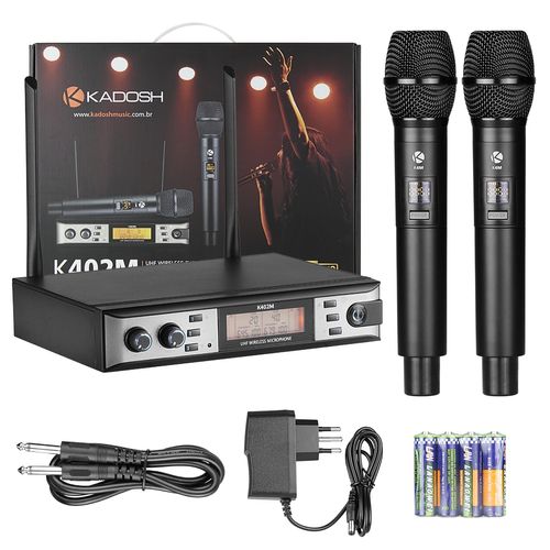 MICROFONE SEM FIO DE MAO DUPLO UHF KDSW 402M KADOSH