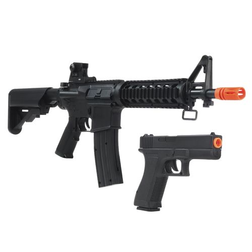RIFLE AIRSOFT MOLA 6,0MM M4A1 VIGOR COM PISTOLA AIRSOFT MOLA 6,0MM V307 VIGOR