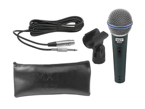 MICROFONE DE MAO COM FIO DINAMICO METAL COM CACHIMBO BAG CABO BTM 58A MXT