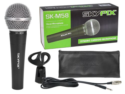 MICROFONE COM FIO DE MAO TIPO SM58 COM CABO SK-M58 SKYPIX