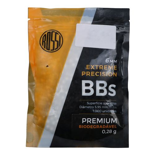 ESFERA PLASTICA BBS 6MM PARA AIRSOFT 1000UN 0,28G PREMIUM BIODEGRADAVEL BRANCA ROSSI