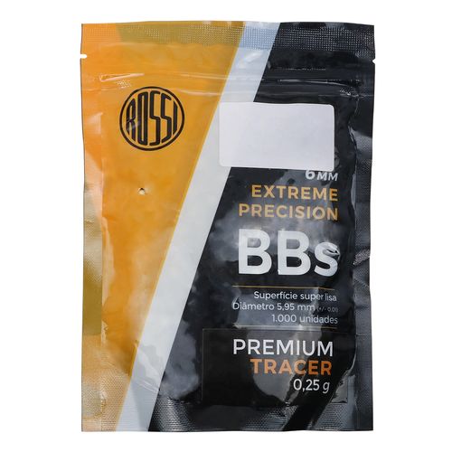ESFERA PLASTICA BBS 6MM PARA AIRSOFT 1000UN 0,25G PREMIUM TRACER ROSSI
