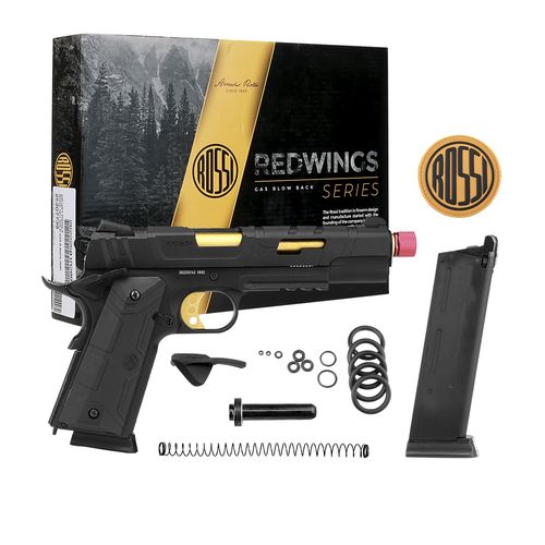 PISTOLA AIRSOFT GAS GBB  6MM 1911 REDWINGS GOLD BLOWBACK ROSSI