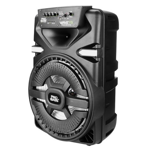 CAIXA DE SOM ATIVA 15 POLEGADAS COM BLUETOOTH LUZ MICROFONE BATERIA WAVE 15 PROBASS