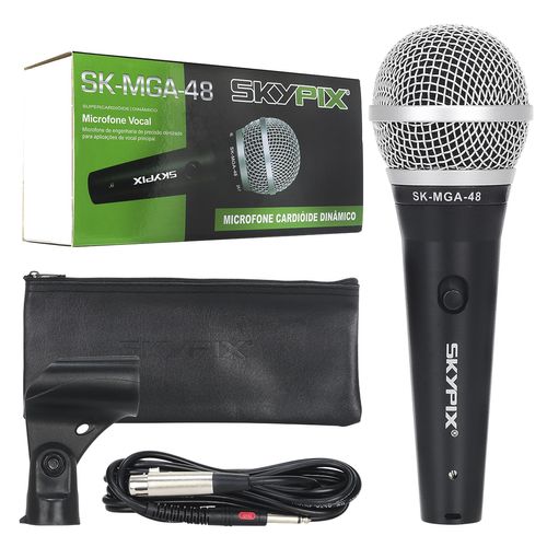 MICROFONE COM FIO DE MAO CARDIOIDE DINAMICO SK-MGA48 SKYPIX