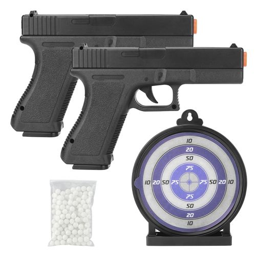 KIT 2 PISTOLAS AIRSOFT MOLA 6,0MM V307 COM ALVO EM GEL VIGOR