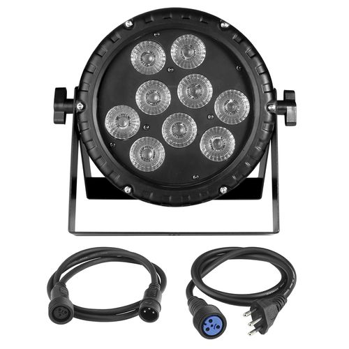 REFLETOR LED PAR 64 SLIM 9 LEDS 18W RGBWA + UV PROVA DGUA IP65 SK-QA0918 SKYPIX