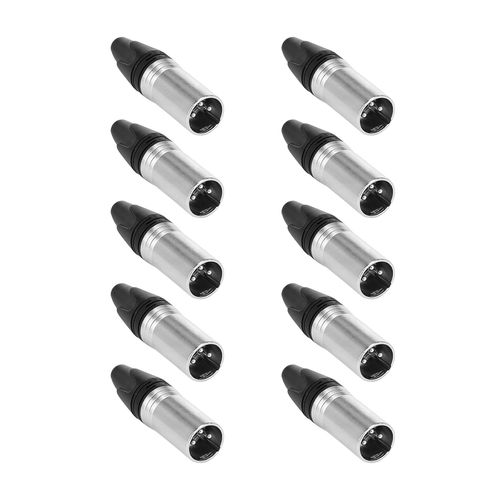 KIT 10 CONECTOR XLR CANON MACHO PROFISSIONAL METAL 641562 MXT