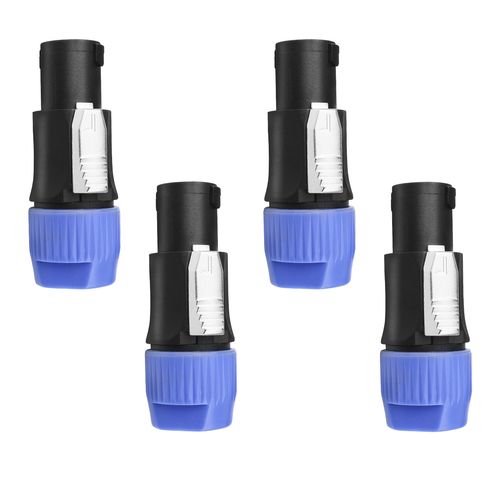KIT 4 CONECTOR SPEAKON MACHO LINHA 4 VIAS AZUL RP031 ROXTONE