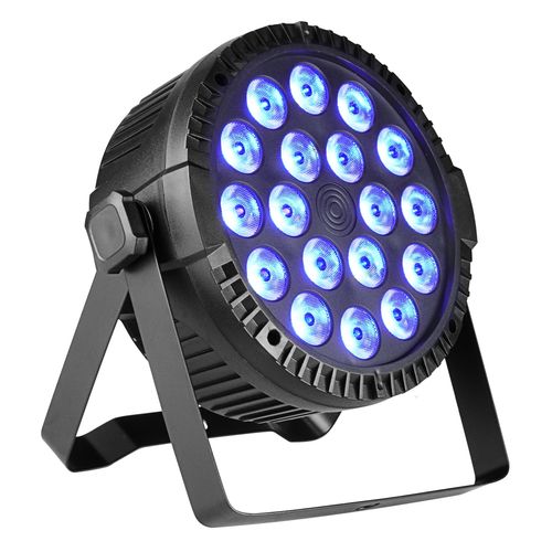 REFLETOR LED PAR 64 18 LEDS 18W RGBWA + UV SLIM PLASTICO IF1822 SKYPIX