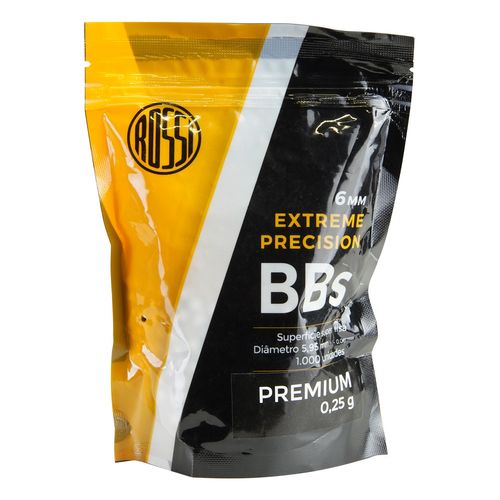 ESFERA PLASTICA BBS 6MM PARA AIRSOFT 1000UN 0,25G PREMIUM BRANCA ROSSI