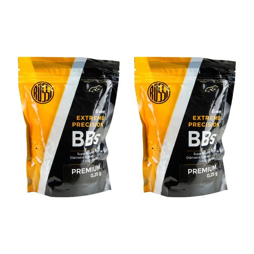 KIT 2 ESFERA PLASTICA BBS 6MM PARA AIRSOFT 1000UN 0,25G PREMIUM BRANCA ROSSI
