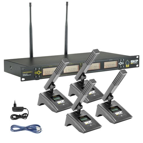 MICROFONE SEM FIO UHF 4 GOOSENECK BIVOLT CONFERENCE 4 SKP