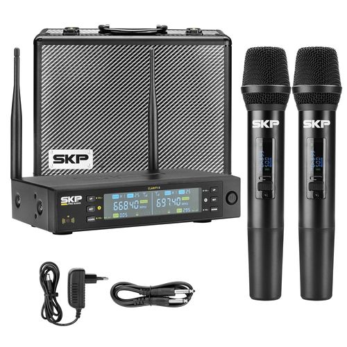 MICROFONE SEM FIO DE MAO DUPLO 600 CANAIS UHF CLARITY II SKP